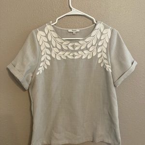 Madewell Ivy/Grey Embroidered Top